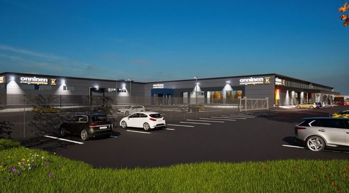 Havainnekuva Oulussa keväällä 2026 avautuvasta Onninen Mega Express -myymälästä.